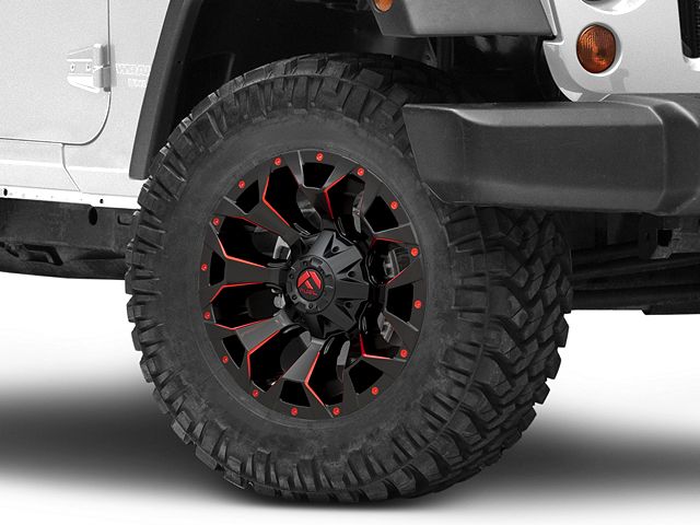 Fuel Wheels Assault Matte Black Red Milled Wheel; 18x9 (07-18 Jeep Wrangler JK)