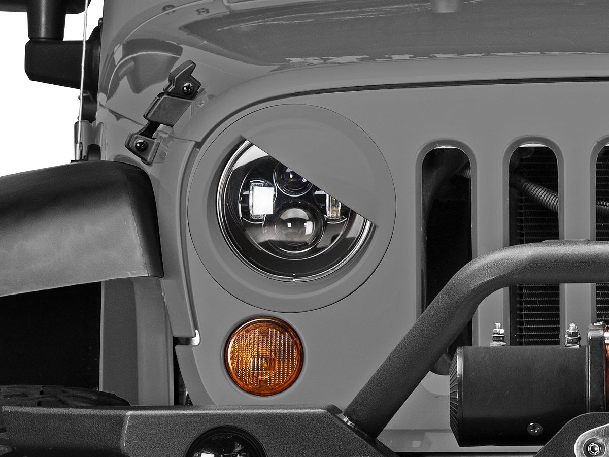 DEF Front Headlight Lamp Cover Round Trim for 2007-2018 Jeep Wrangler JK & Wrangler Unlimited Red 