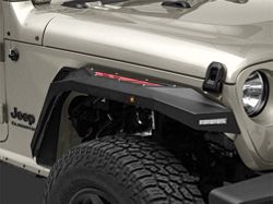 Barricade X-Series Front Fender Flares with LED DRL and Marker Lights; Red Inserts (20-24 Jeep Gladiator JT)