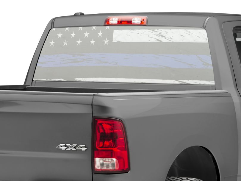 SEC10 RAM 1500 Perforated Real Flag Rear Window Decal w/ Blue Line ...