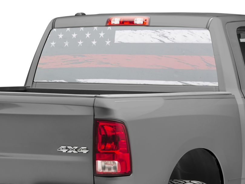 SEC10 RAM 1500 Perforated Real Flag Rear Window Decal w/ Red Line ...