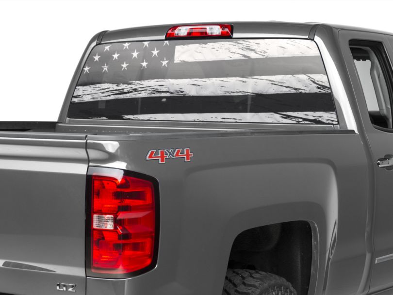 SEC10 Silverado 1500 Perforated Distressed Flag Rear Window Decal ...