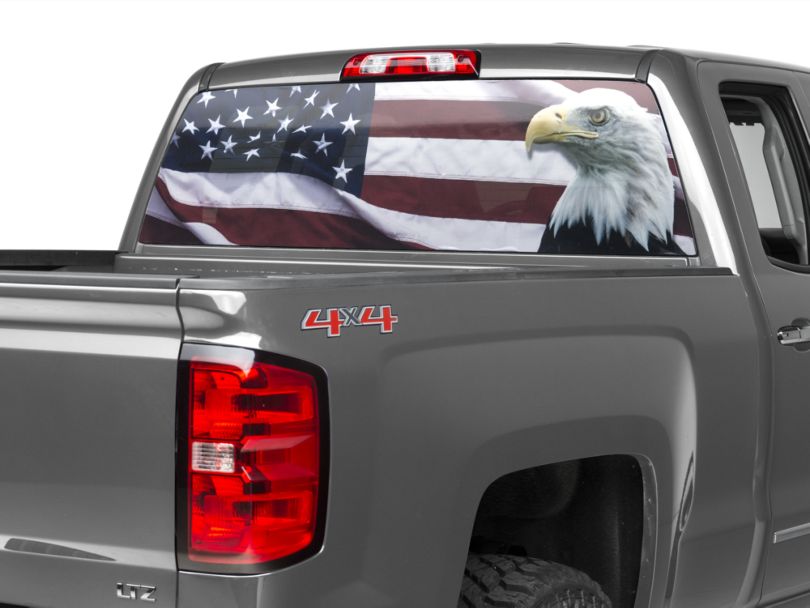 Sec10 Silverado 1500 Perforated Flag And Eagle Rear Window Decal S103540