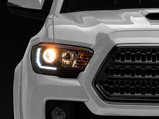 TRD Style Headlights; Black Housing; Clear Lens (16-23 Tacoma w/ Factory LED DRL)