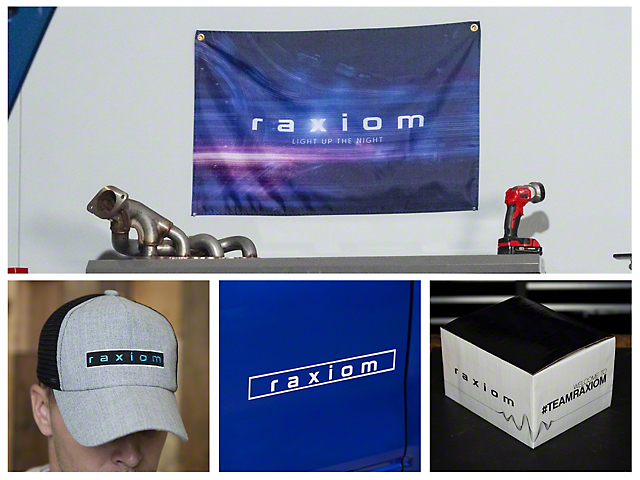 Raxiom Brand Sponsor; Garage Banner, Hat, Oversized Decal