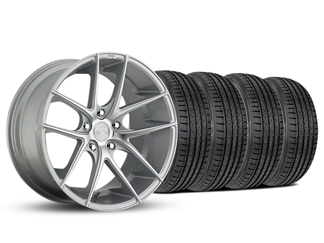 Staggered Niche Targa Matte Silver Wheel and Sumitomo Maximum Performance HTR Z5 Tire Kit; 19x8.5/9.5 (05-14 Mustang)