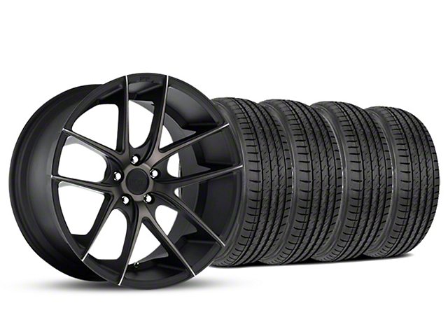 Staggered Niche Targa Black Wheel and Sumitomo Maximum Performance HTR Z5 Tire Kit; 19x8.5/9.5 (05-14 Mustang)