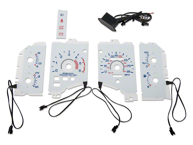 White Face Reverse Glow Gauge Insert; 85mph (90-93 4-Cylinder)
