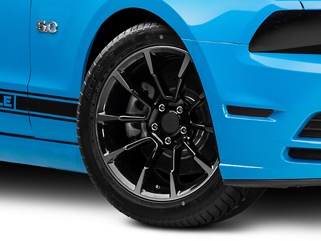 11/12 GT/CS Style Gloss Black Machined Wheel; 18x9 (10-14 Mustang Standard GT, V6)