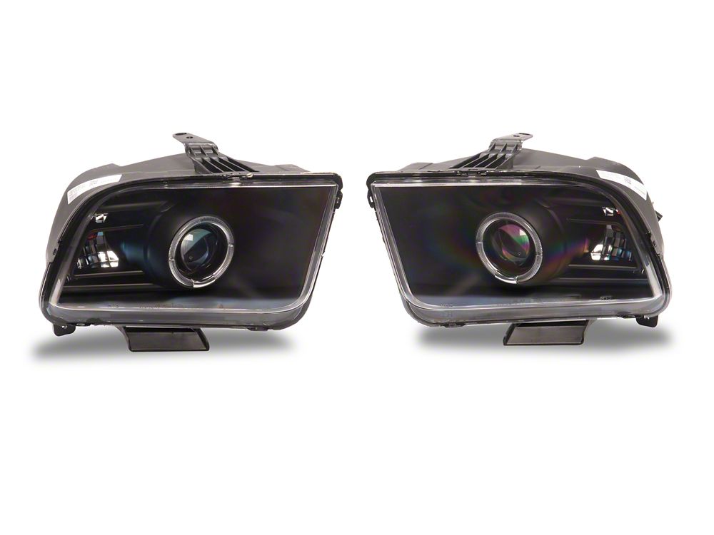 Raxiom 2010 Style LED Halo Headlights; Black Housing; Clear Lens (05-09  Mustang w/ Factory Halogen Headlights, Excluding GT500)