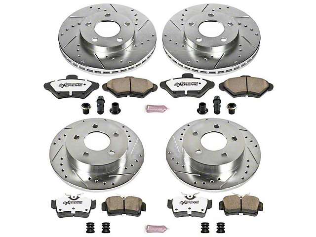 PowerStop Z26 Street Warrior Brake Rotor and Pad Kit; Front and Rear (94-98 GT, V6)
