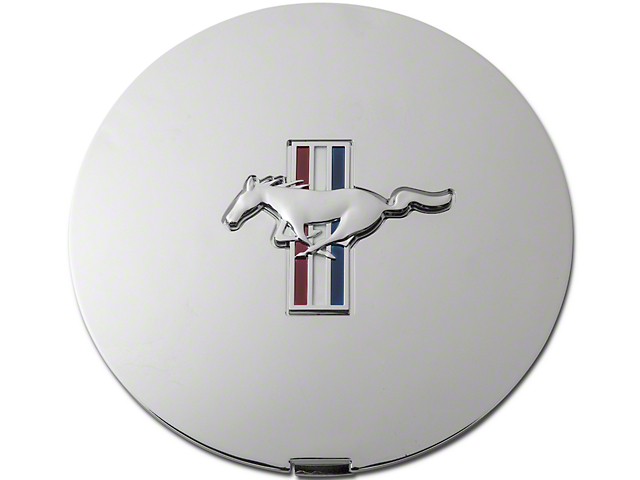 Ford Pony Wheel Center Cap with Tri-Bar Pony Emblem; Chrome (90-93 Mustang)