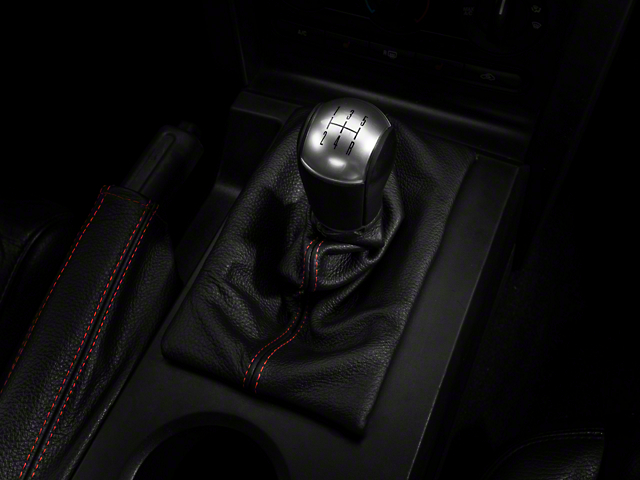 SpeedForm Premium Black Leather Shift Boot; Red Stitch (05-09 Mustang w/ Manual Transmission)