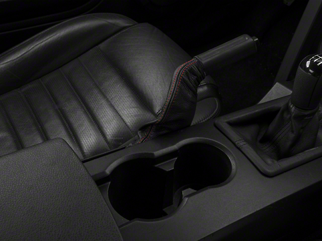 SpeedForm Premium Black Leather E-Brake Boot; Red Stitch (05-09 Mustang)