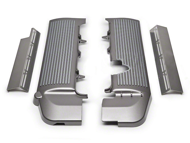Fuel Rail Covers; Titanium Silver (05-10 Mustang GT)