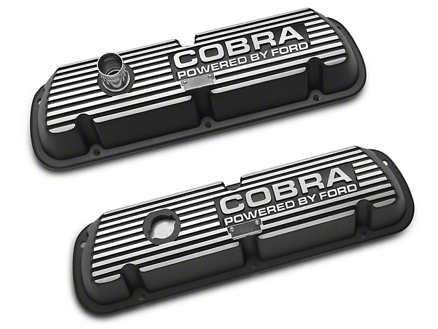 Ford Performance Black Valve Covers w/ Cobra Logo (79-85 5.0L Mustang)