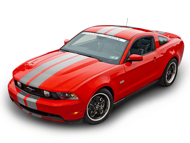 SEC10 Lemans Stripes; Silver; 8-Inch (79-22 Mustang)