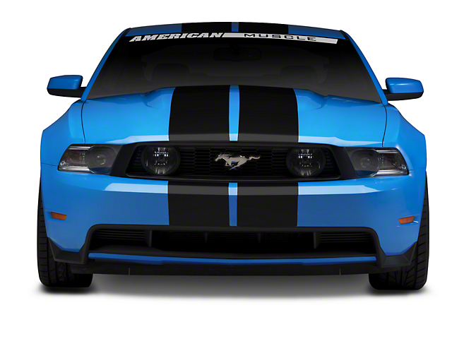 SEC10 GT500 Style Stripes; Gloss Black; 10-Inch (79-22 Mustang)