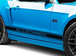 SEC10 Rocker Stripes with AmericanMuscle Logo; Black (05-14 All)