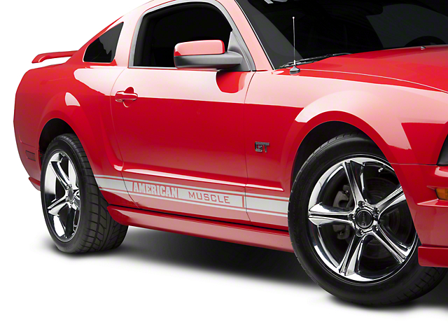 SEC10 Rocker Stripes with AmericanMuscle Logo; White (79-22 Mustang)