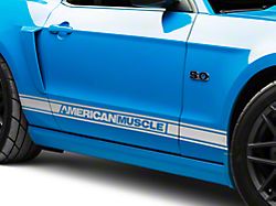 SEC10 Rocker Stripes with AmericanMuscle Logo; Silver (05-14 All)