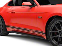 SEC10 Rocker Stripes with GT350 Logo; Matte Black (15-22 Mustang)