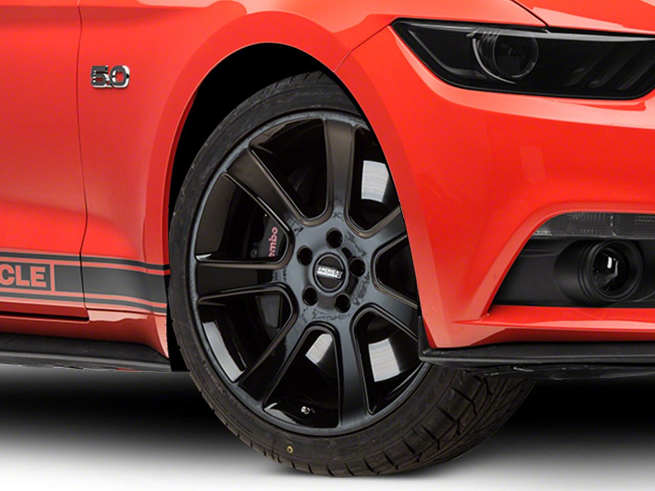 Mustang S197 Saleen Style Gloss Black Wheel; 20x9 (15-22 Mustang GT ...