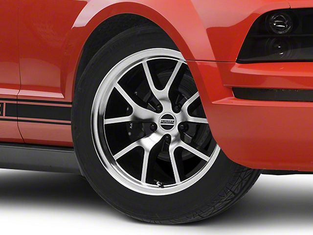 FR500 Style Gloss Black Machined Wheel; 18x9 (05-09 Mustang)