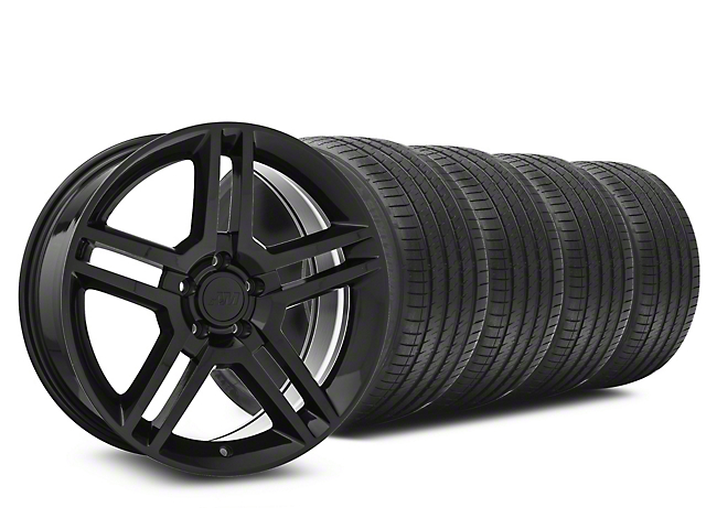 2010 GT500 Style Black Wheel and Sumitomo Maximum Performance HTR Z5 Tire Kit; 19x8.5 (05-14 Mustang)