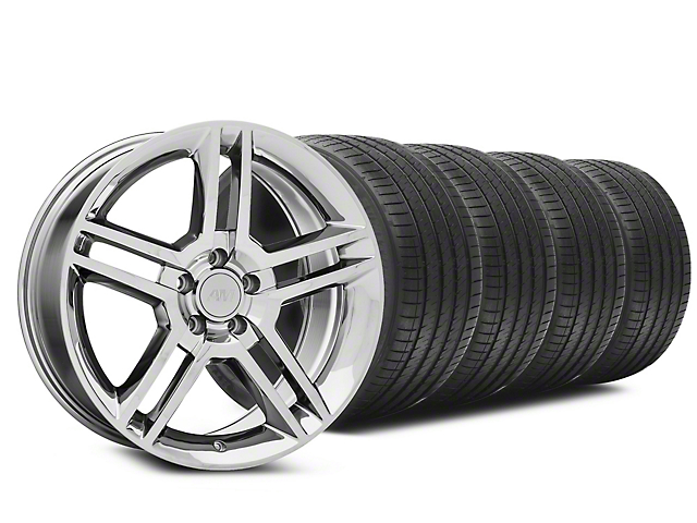 2010 GT500 Style Chrome Wheel and Sumitomo Maximum Performance HTR Z5 Tire Kit; 19x8.5 (05-14 Mustang)
