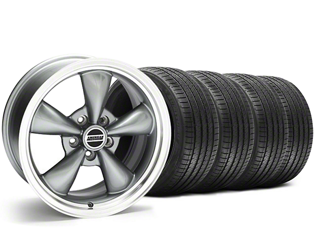 Staggered Bullitt Anthracite Wheel and Sumitomo Maximum Performance HTR Z5 Tire Kit; 20x8.5/10 (05-10 Mustang GT; 05-14 Mustang V6)