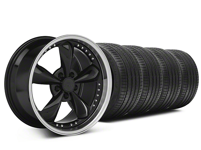 Staggered Bullitt Motorsport Black Wheel and Sumitomo Maximum Performance HTR Z5 Tire Kit; 18x9/10 (99-04 Mustang)
