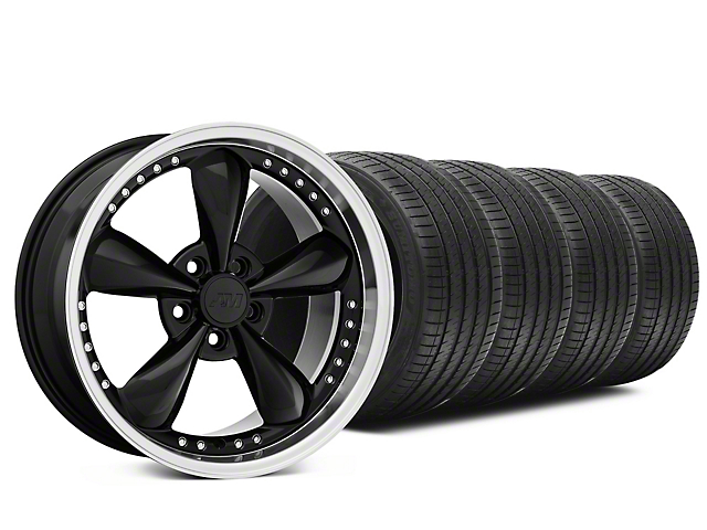 Staggered Bullitt Motorsport Black Wheel and Sumitomo Maximum Performance HTR Z5 Tire Kit; 18x9/10 (05-14 Mustang Standard GT, V6)
