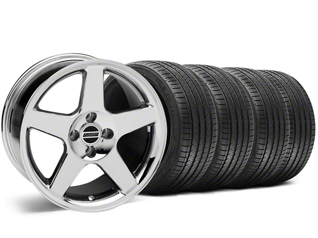 2003 Cobra Style Chrome Wheel and Sumitomo Maximum Performance HTR Z5 Tire Kit; 17x9 (87-93 Mustang, Excluding Cobra)