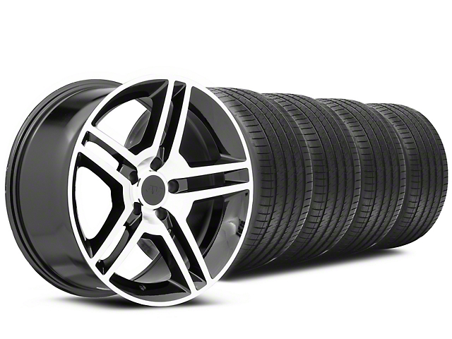 2010 GT500 Style Black Machined Wheel and Sumitomo Maximum Performance HTR Z5 Tire Kit; 18x9 (94-98 Mustang)