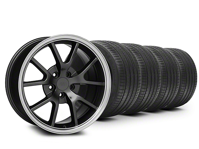 FR500 Style Anthracite Wheel and Sumitomo Maximum Performance HTR Z5 Tire Kit; 18x9 (94-98 Mustang)