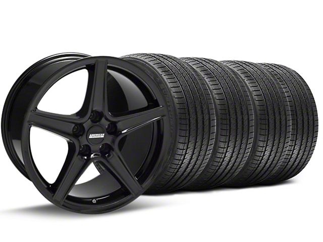 Saleen Style Black Wheel and Sumitomo Maximum Performance HTR Z5 Tire Kit; 18x9 (94-98 Mustang)