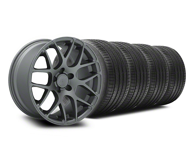 AMR Charcoal Wheel and Sumitomo Maximum Performance HTR Z5 Tire Kit; 18x9 (05-14 Mustang)