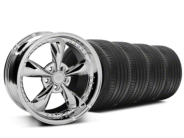 Bullitt Motorsport Chrome Wheel and Sumitomo Maximum Performance HTR Z5 Tire Kit; 18x9 (05-14 Mustang Standard GT, V6)
