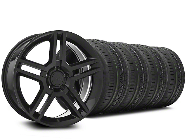 2010 GT500 Style Black Wheel and NITTO INVO Tire Kit; 19x8.5 (05-14 Mustang)
