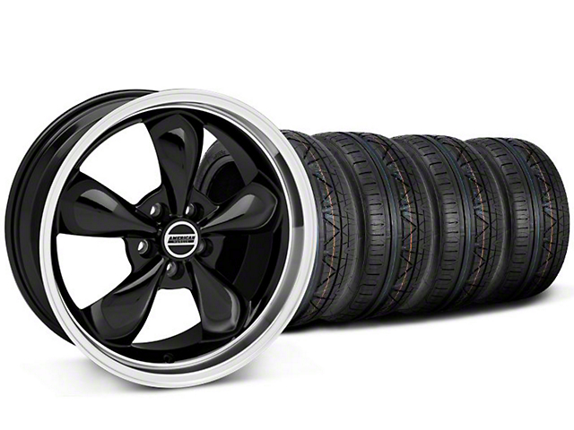 Staggered Bullitt Black Wheel and NITTO INVO Tire Kit; 19x8.5/10 (05-14 Mustang Standard GT, V6)