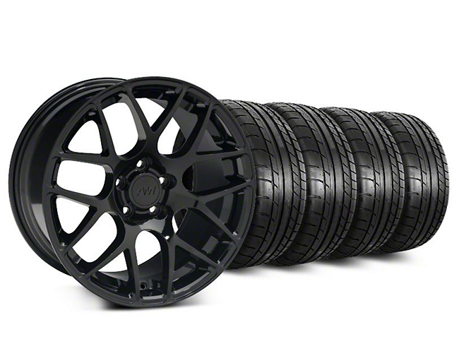 Staggered AMR Black Wheel and Mickey Thompson Tire Kit; 18x9/10 (05-14 Mustang)