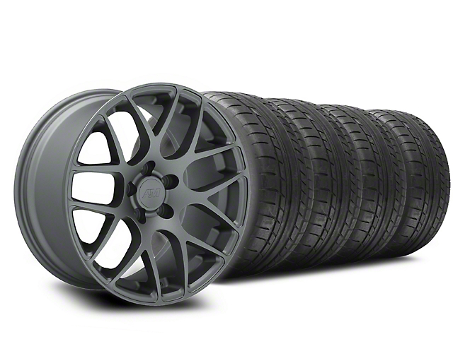 Staggered AMR Charcoal Wheel and Mickey Thompson Tire Kit; 18x9/10 (05-14 Mustang)