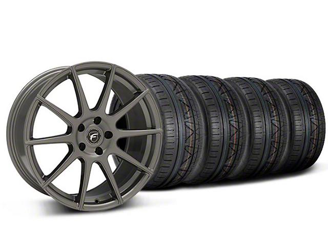 Staggered Forgestar CF10 Monoblock Gunmetal Wheel and NITTO INVO Tire Kit; 19x9/10 (05-14 Mustang)
