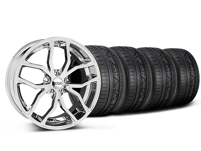 Staggered Foose Outcast Chrome Wheel and NITTO INVO Tire Kit; 20x8.5/10 (05-14 Mustang)
