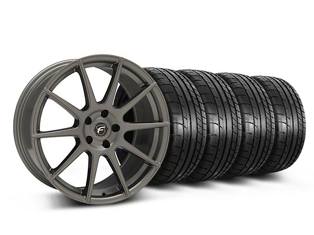 Staggered Forgestar CF10 Monoblock Gunmetal Wheel and Mickey Thompson Tire Kit; 19x9/10 (05-14 All)