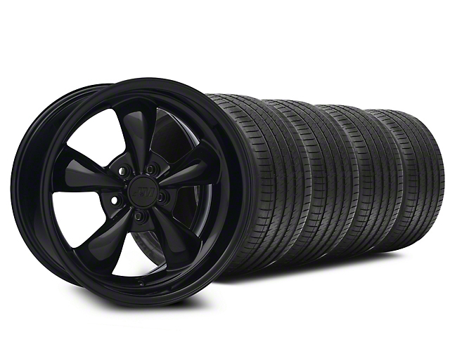 Bullit Solid Gloss Black Wheel and Sumitomo Maximum Performance HTR Z5 Tire Kit; 18x9 (94-98 Mustang)