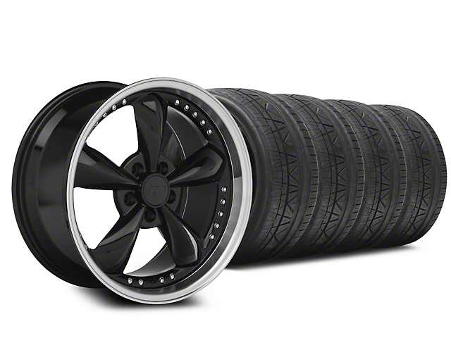 Bullitt Motorsport Black Wheel and NITTO INVO Tire Kit; 20x8.5 (05-10 Mustang GT; 05-14 Mustang V6)
