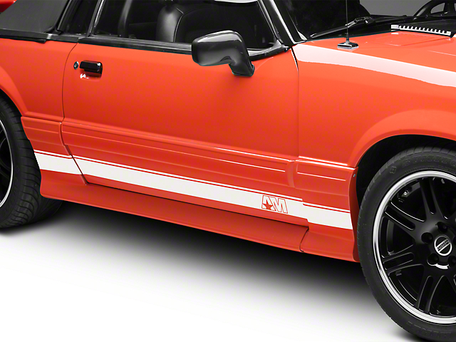 SEC10 Rocker Stripes with AM Logo; White (79-93 Mustang)