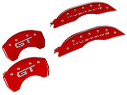 MGP Red Caliper Covers with GT Logo; Front and Rear (15-22 Mustang Standard GT)